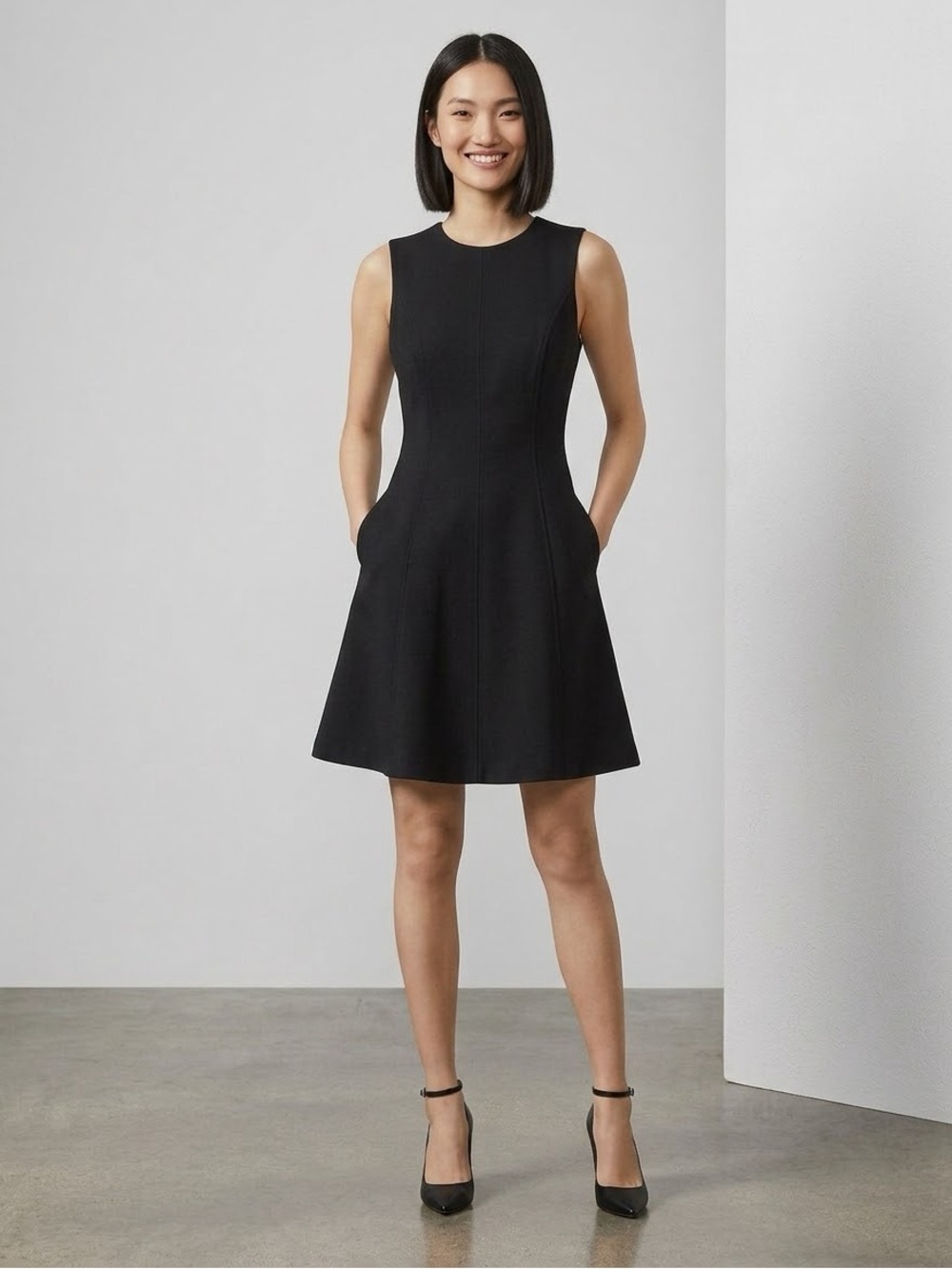 SPANX The Perfect Fit & Flare A-Line Black Dress LBD Size Large #20381R